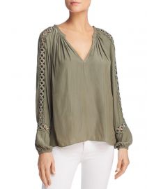 Sera V-Neck Long-Sleeve Blouse with Grommet Trim by Ramy Brook at Neiman Marcus